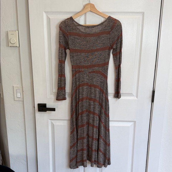 Source Unknown Brown and Gray Striped High-Low Knit Dress - Picture 3 of 4